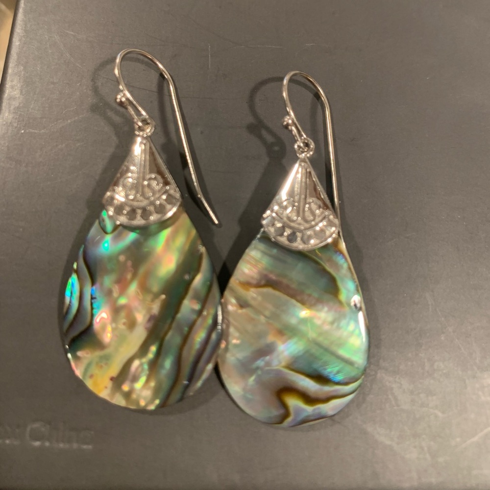 New Abalone/Sterling Drop Earring, stamped 925 Thailand, QVC, Beautiful Colors